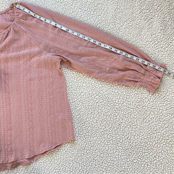 Frye Blush Pink Textured Long Puff Sleeve Western Cottagecore Blouse SZ XL - Picture 6 of 13